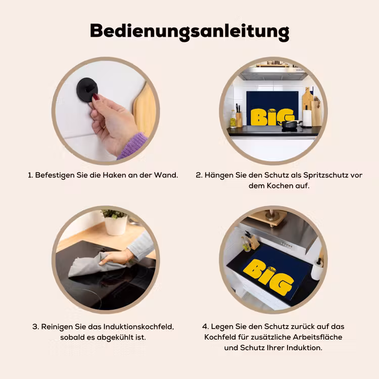 Think big - Blauw - Geel Inductie beschemer met haakjes klein -ky-gebruik-de