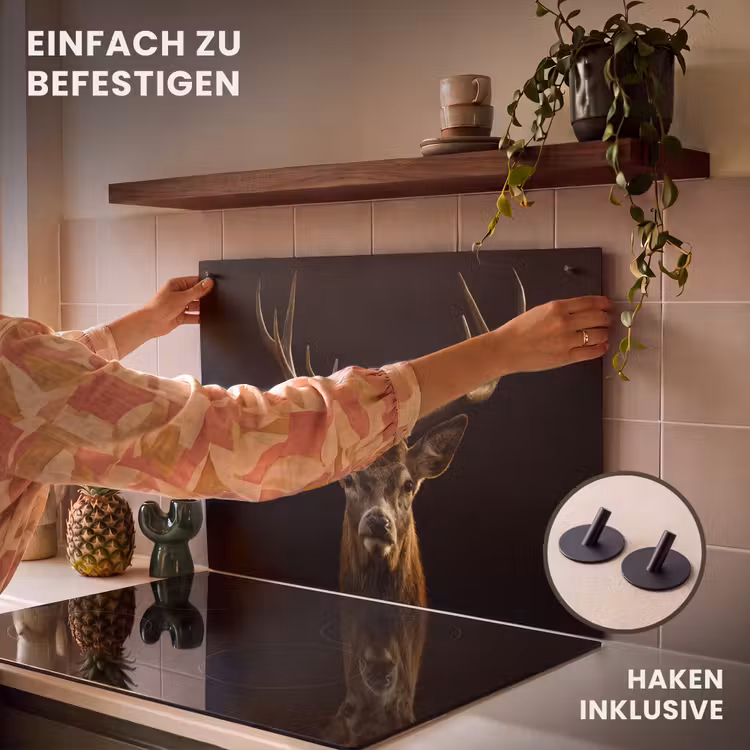 2-in-1 Herdabdeckplatte & Spritzschutz - Thron des Waldes - Troon van het Woud Inductie beschemer met haakjes klein