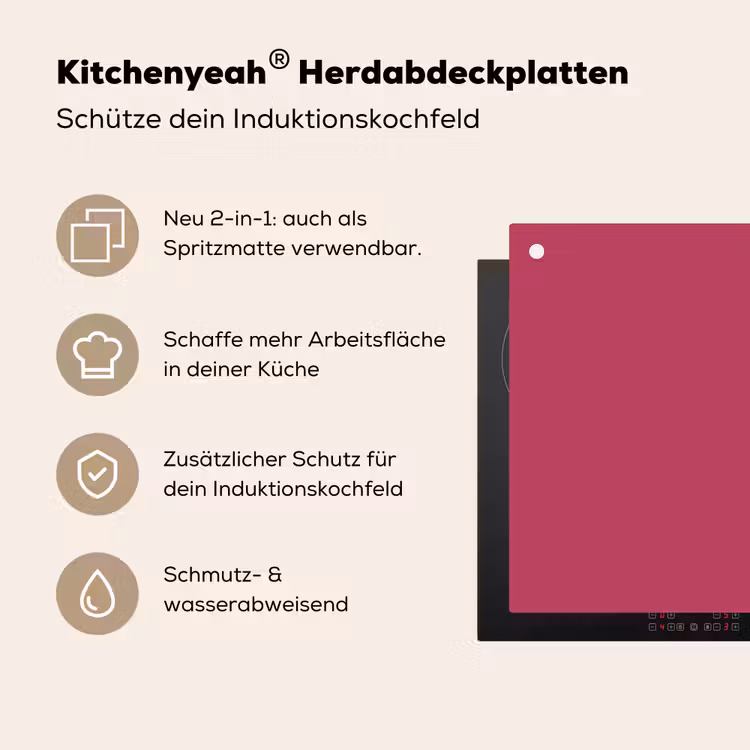Deep - Berry - Rood Inductie beschemer met haakjes klein 777 -ky-usp-de