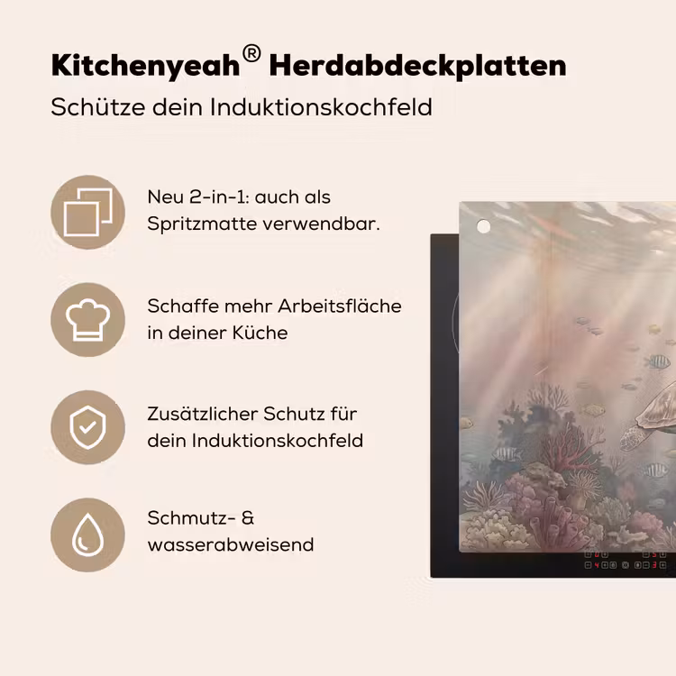 Dier - Onderwater - Oceaan - Illustratie - Zeeleven Inductie beschemer met haakjes klein -ky-usp-de