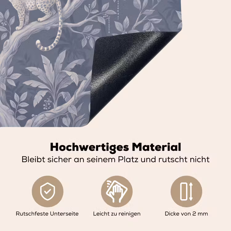 Dieren - Jungle - Illustratie - Bomen - Blauw Inductie beschemer met haakjes klein -ky-onderkant-de
