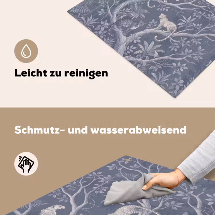 Dieren - Jungle - Illustratie - Bomen - Blauw Inductie beschemer met haakjes klein -ky-schoon-de