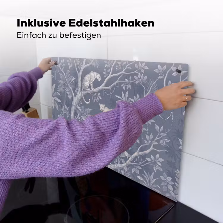 Dieren - Jungle - Illustratie - Bomen - Blauw Inductie beschemer met haakjes klein -ky-ophangen-de