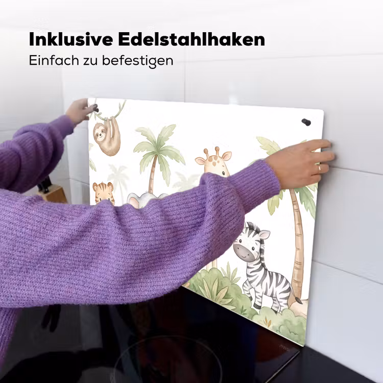 Dieren - Jungle - Pastel Inductie beschemer met haakjes klein -ky-ophangen-de