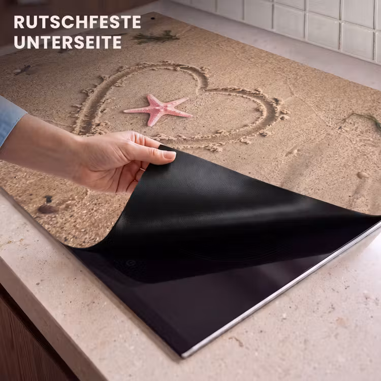Dieren - Hart - Strand - Zand - Roze Inductie beschemer met haakjes klein -ky-onderkant-de