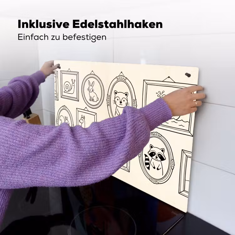 Dieren - Illustratie - Lijsten - Galerij - Speels Inductie beschemer met haakjes klein -ky-ophangen-de