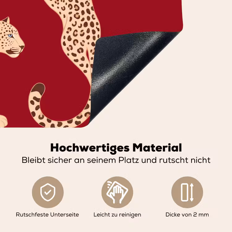 Dieren - Luipaard - Abstract - Rood - Modern Inductie beschemer met haakjes klein -ky-onderkant-de
