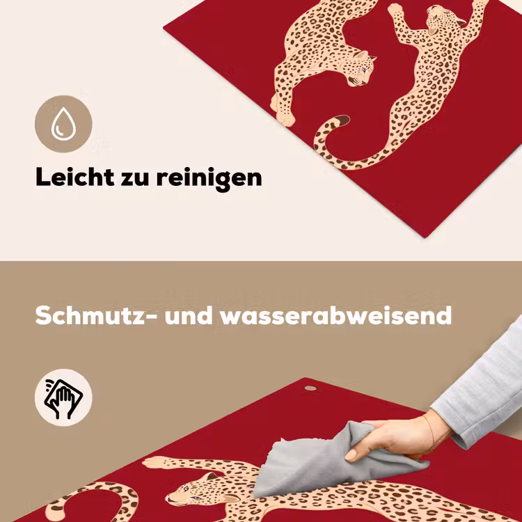 Dieren - Luipaard - Abstract - Rood - Modern Inductie beschemer met haakjes klein -ky-schoon-de