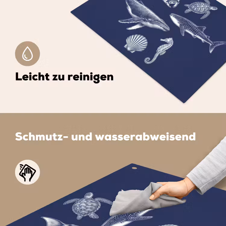 Dieren - Zeeleven - Oceaan - Graveren - Blauw Inductie beschemer met haakjes klein -ky-schoon-de