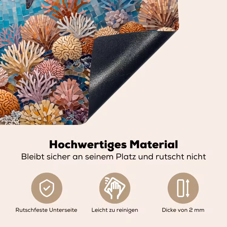 Dieren - Mozaïek - Oceaan - Koraal - Blauw Inductie beschemer met haakjes klein -ky-onderkant-de