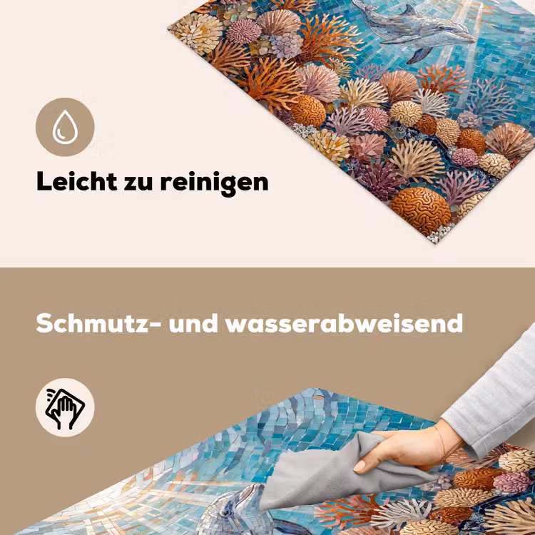 Dieren - Mozaïek - Oceaan - Koraal - Blauw Inductie beschemer met haakjes klein -ky-schoon-de