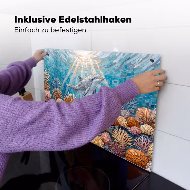 Dieren - Mozaïek - Oceaan - Koraal - Blauw Inductie beschemer met haakjes klein -ky-ophangen-de