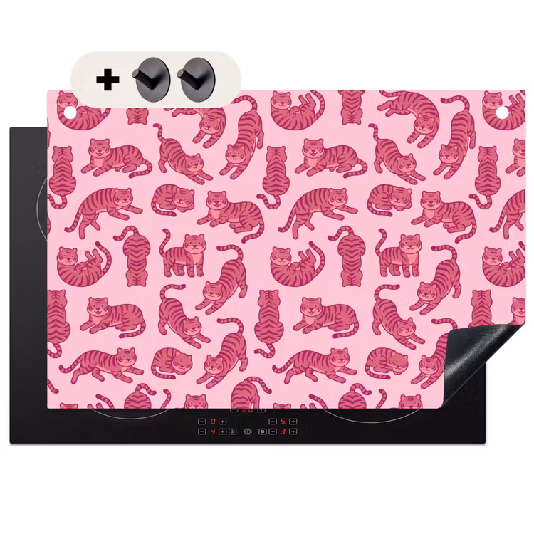 Dieren - Patroon - Roze - Speels - Cartoon Inductie beschemer met haakjes klein -3d