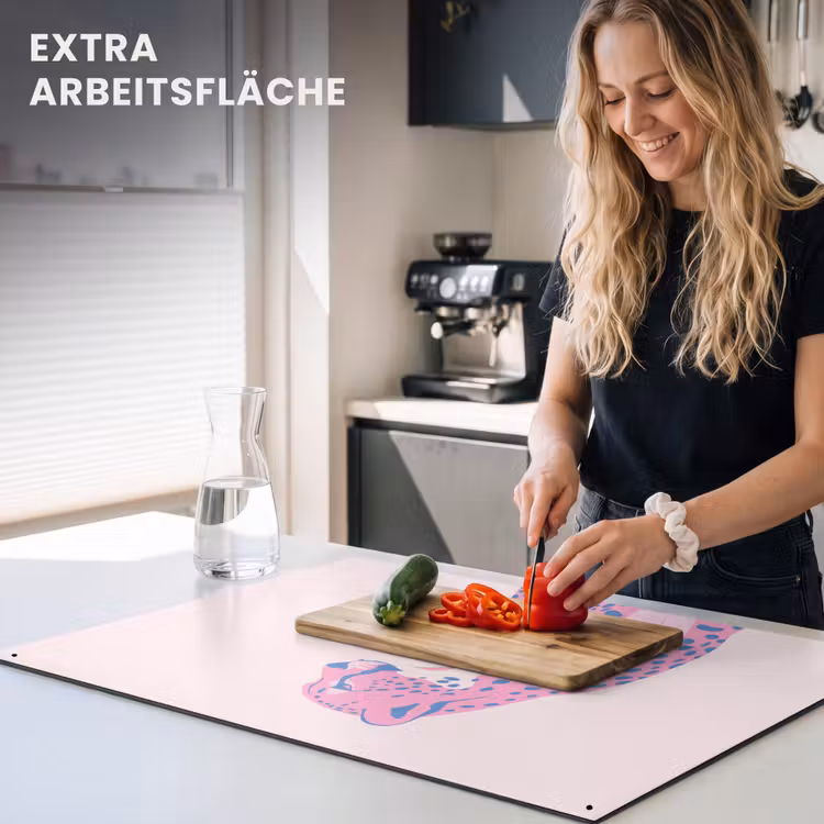 Dieren - Profiel - Abstract - Roze - Blauw Inductie beschemer met haakjes klein -ky-usp-de