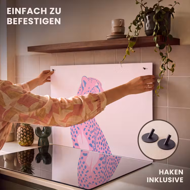 Dieren - Profiel - Abstract - Roze - Blauw Inductie beschemer met haakjes klein -ky-ophangen-de