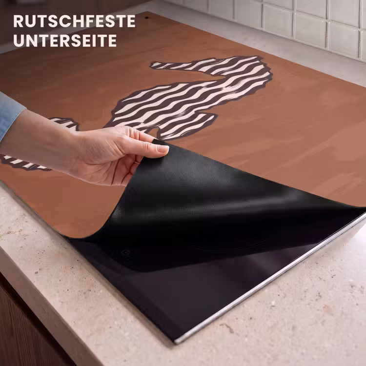 Dieren - Zeepaardje - Abstract - Bruin - Strepen Inductie beschemer met haakjes klein -ky-onderkant-de