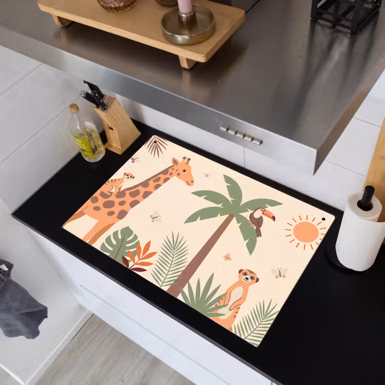 Dieren - Tropisch - Safari - Kleurrijk Inductie beschemer met haakjes klein -sfeer1