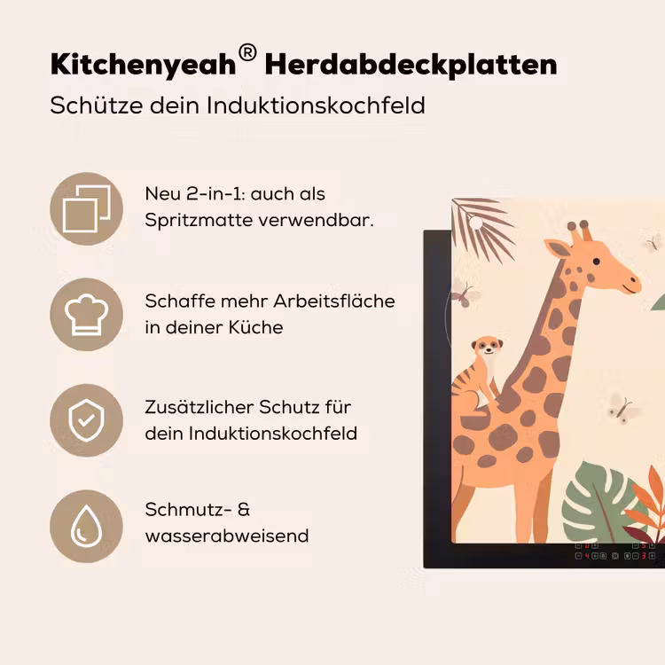 Dieren - Tropisch - Safari - Kleurrijk Inductie beschemer met haakjes klein -ky-usp-de