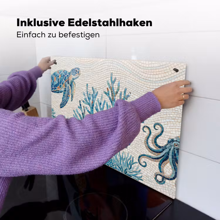 Dieren - Onderwater - Natuur - Mozaïek - Blauw Inductie beschemer met haakjes klein -ky-ophangen-de