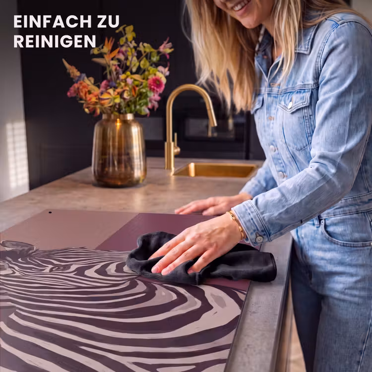 Dieren - Zebrahoofd - Wildlife - Modern - Bruin Inductie beschemer met haakjes klein -ky-schoon-de