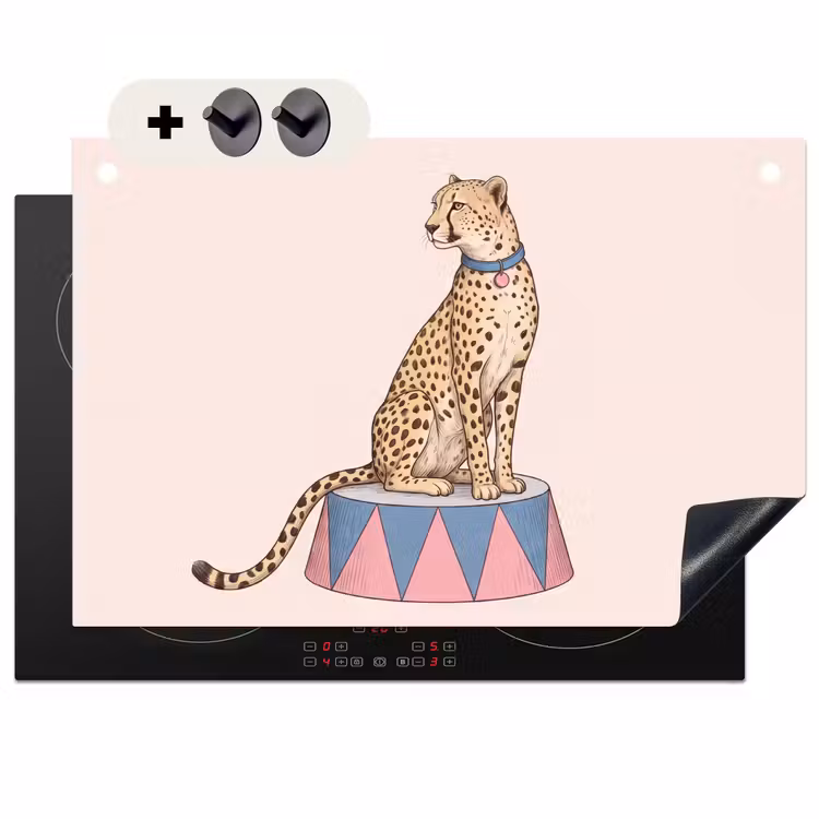 Dieren - Circus - Illustratie - Vintage - Roze Inductie beschemer met haakjes klein -3d