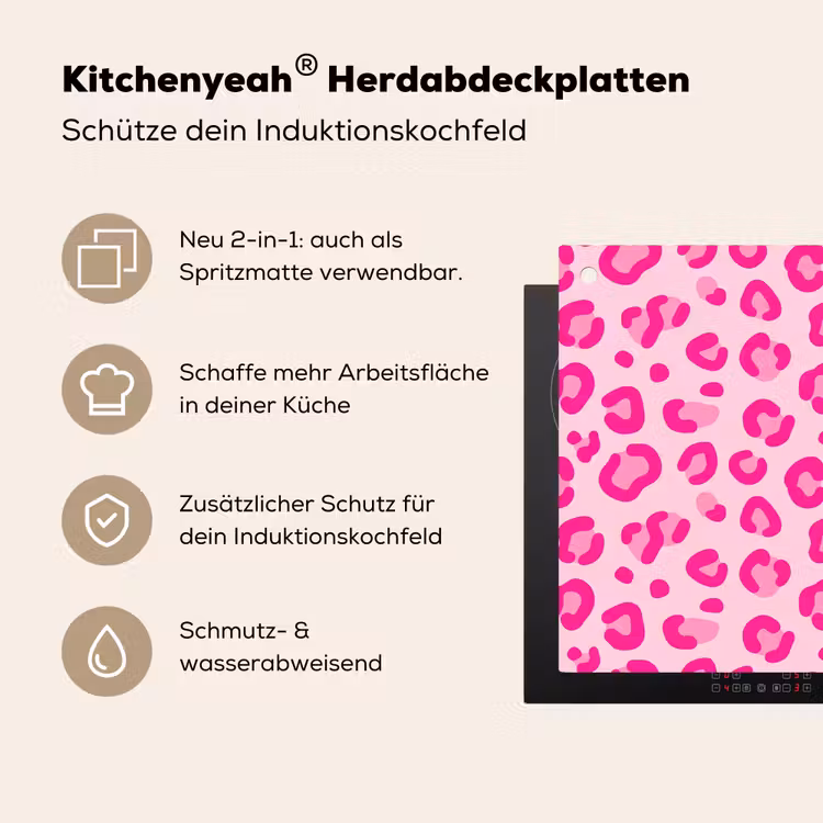 Dierenprint - Patroon - Abstract - Modern - Roze Inductie beschemer met haakjes klein -ky-usp-de
