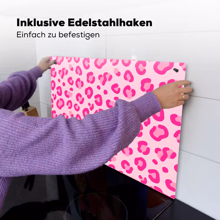 Dierenprint - Patroon - Abstract - Modern - Roze Inductie beschemer met haakjes klein -ky-ophangen-de