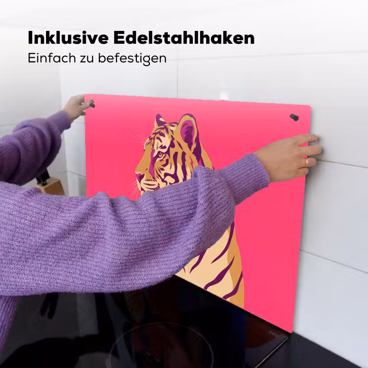 Tijger - Modern - Neon Inductie beschemer met haakjes klein -ky-ophangen-de