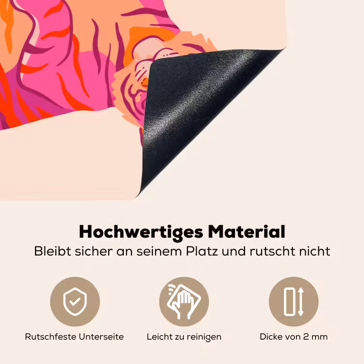 Tijger - Roze - Oranje Inductie beschemer met haakjes klein -ky-onderkant-de