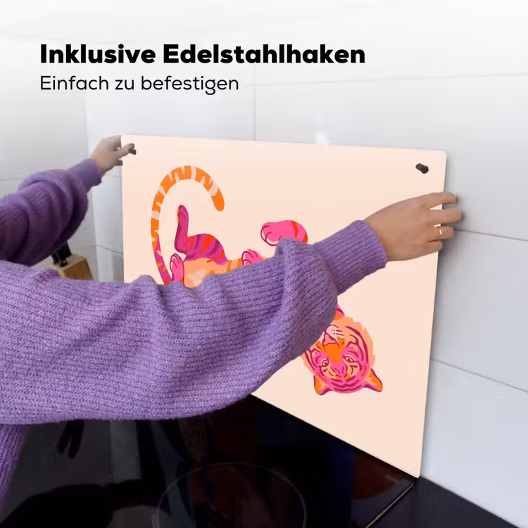 Tijger - Roze - Oranje Inductie beschemer met haakjes klein -ky-ophangen-de