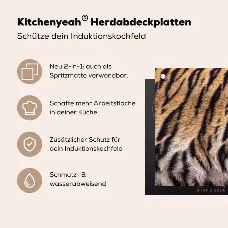 Tijgervacht - Klassiek - Zwart Inductie beschemer met haakjes klein -ky-usp-de