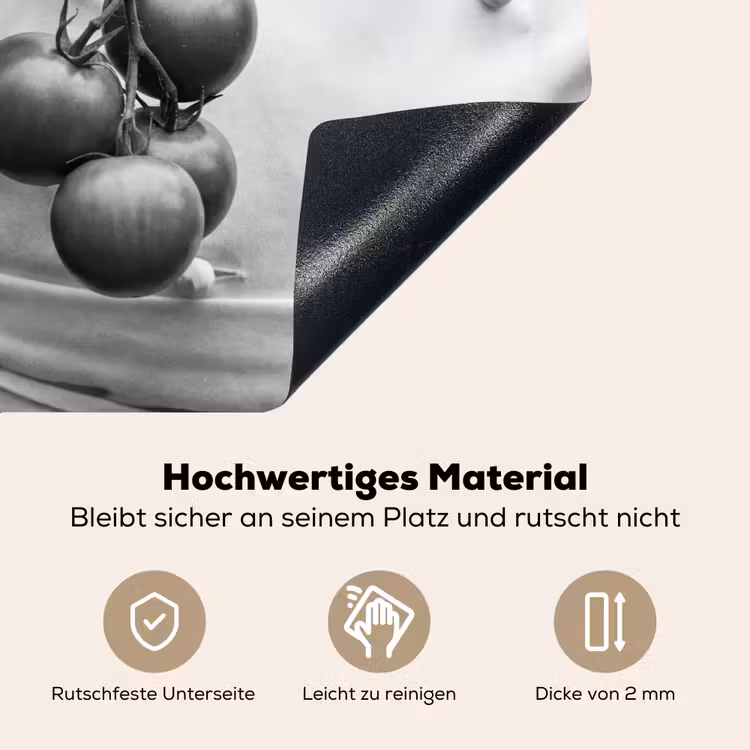 Tomaten - Chef - Zwart - Wit Inductie beschemer met haakjes klein -ky-onderkant-de