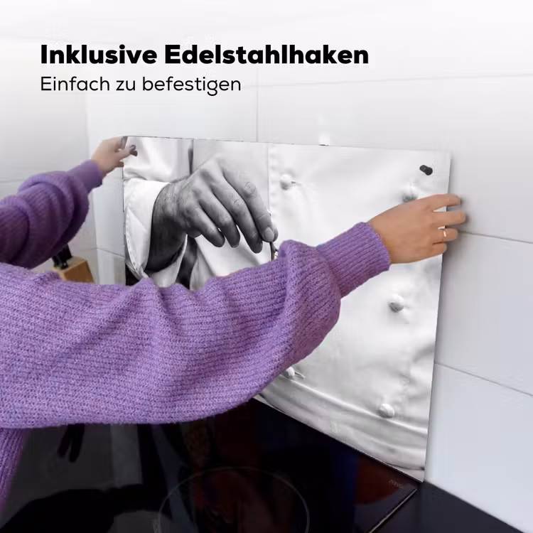 Tomaten - Chef - Zwart - Wit Inductie beschemer met haakjes klein -ky-ophangen-de