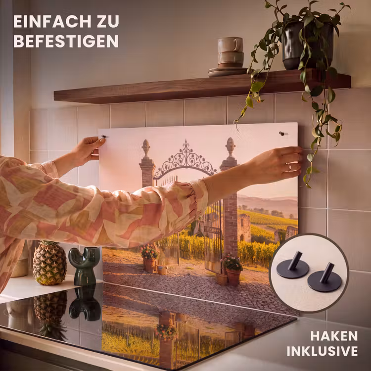 Poort - Landschap - Platteland - Zonlicht - Warm Inductie beschemer met haakjes klein -ky-ophangen-de