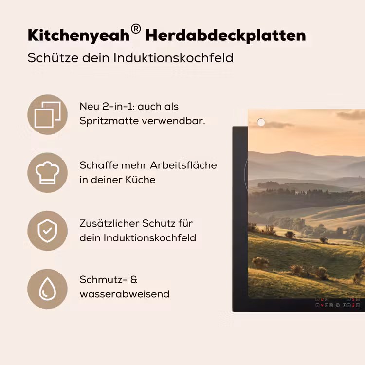 Toscaans - Landschap - Heuvels Inductie beschemer met haakjes klein -ky-usp-de