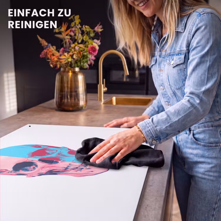 2-in-1 Herdabdeckplatte & Spritzschutz - Totenkopf - Grafik - Rosa - Geteilt - Schedel - Grafisch - Roze - Verdeeld Inductie beschemer met haakjes klein