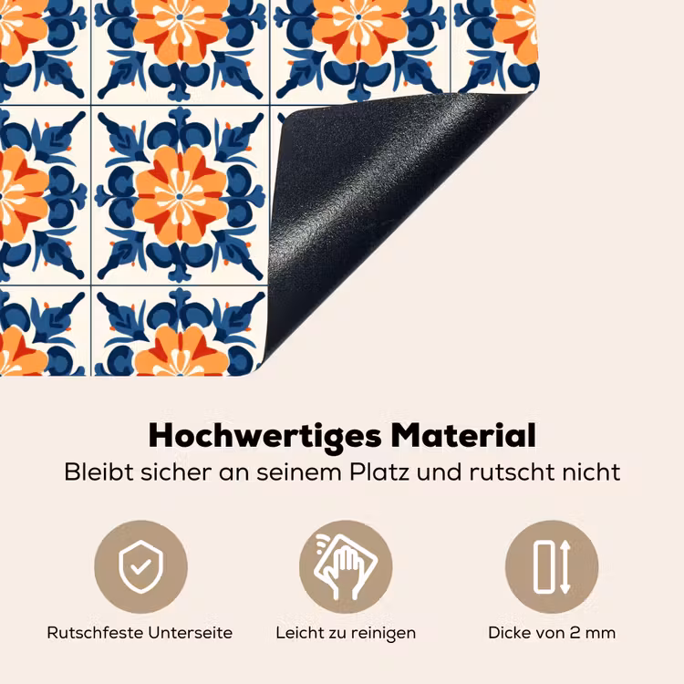 Traditioneel - Tegel - Oranje Inductie beschemer met haakjes klein 777 -ky-onderkant-de
