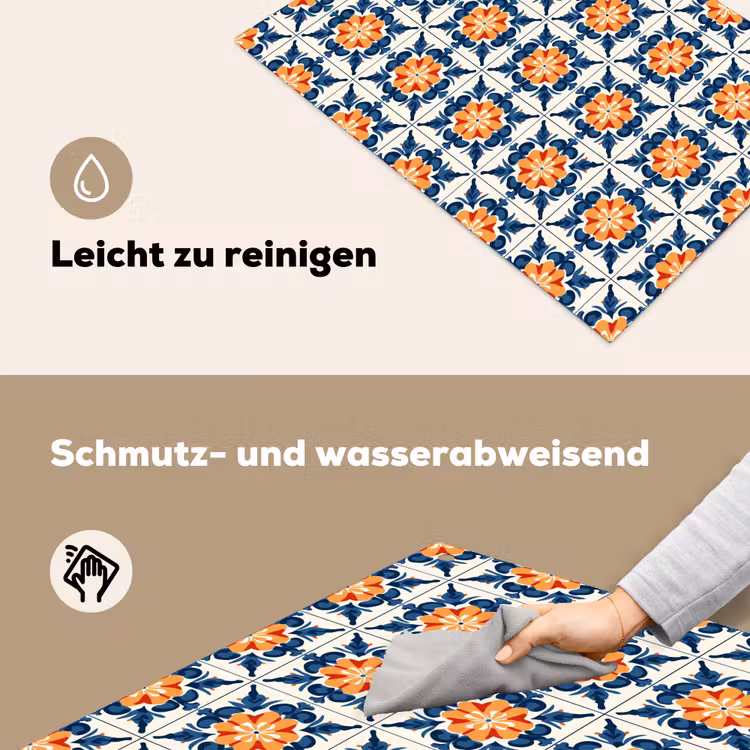 Traditioneel - Tegel - Oranje Inductie beschemer met haakjes klein 777 -ky-schoon-de