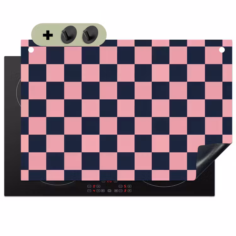 Traditioneel - Patroon - Blauw - Roze Inductie beschemer met haakjes klein 777 -3d