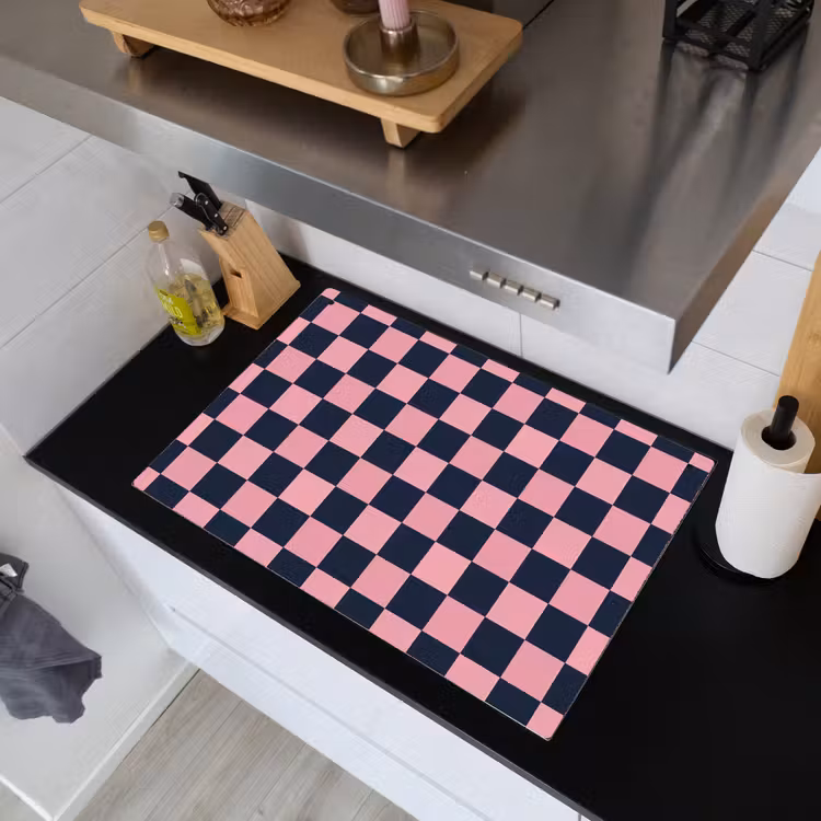 Traditioneel - Patroon - Blauw - Roze Inductie beschemer met haakjes klein 777 -sfeer1