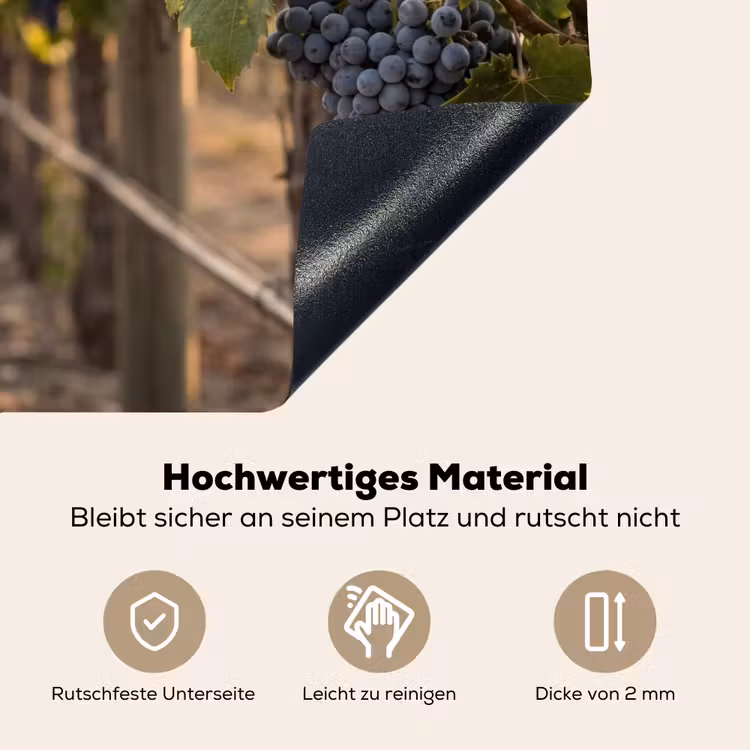 Druiven - Wijngaard - Zonlicht Inductie beschemer met haakjes klein -ky-onderkant-de