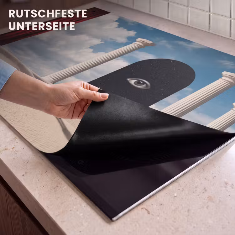 2-in-1 Herdabdeckplatte & Spritzschutz - Traum – Wüste – Auge - Droom - Woestijn - Oog Inductie beschemer met haakjes klein