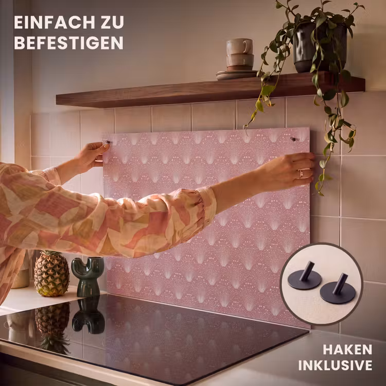 2-in-1 Herdabdeckplatte & Spritzschutz - Trendy - Muster - Rosa - Trendy - Patroon - Roze Inductie beschemer met haakjes klein 777