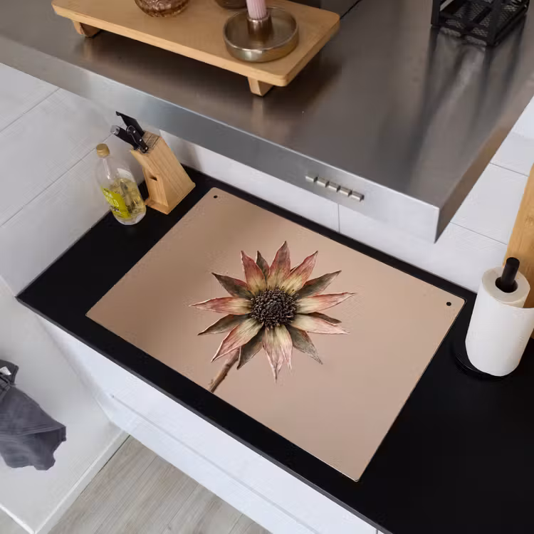 Droogbloem - Protea - Vintage - Beige - Rustiek Inductie beschemer met haakjes klein -sfeer1