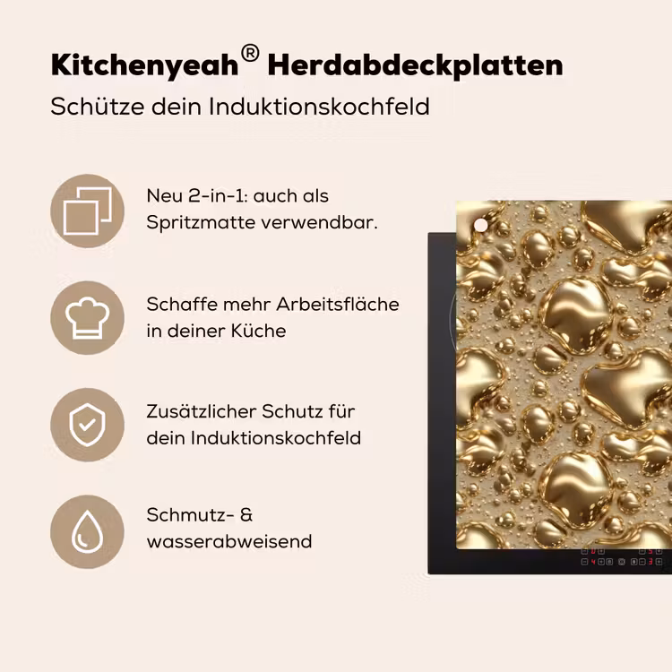 Druppels - Organisch - Goud Inductie beschemer met haakjes klein 777 -ky-usp-de