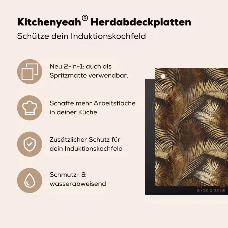 Tropisch - Bladeren - Goud Inductie beschemer met haakjes klein 777 -ky-usp-de