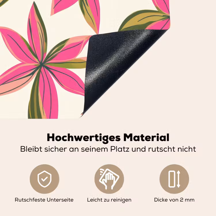 Tropisch - Bloem - Roze Inductie beschemer met haakjes klein 777 -ky-onderkant-de