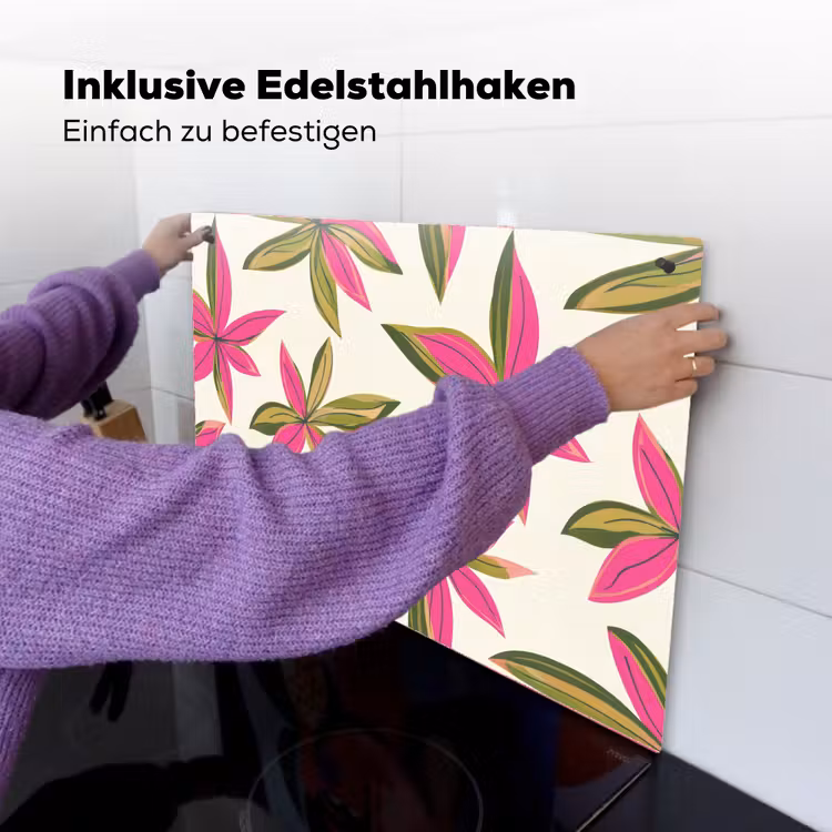 Tropisch - Bloem - Roze Inductie beschemer met haakjes klein 777 -ky-ophangen-de