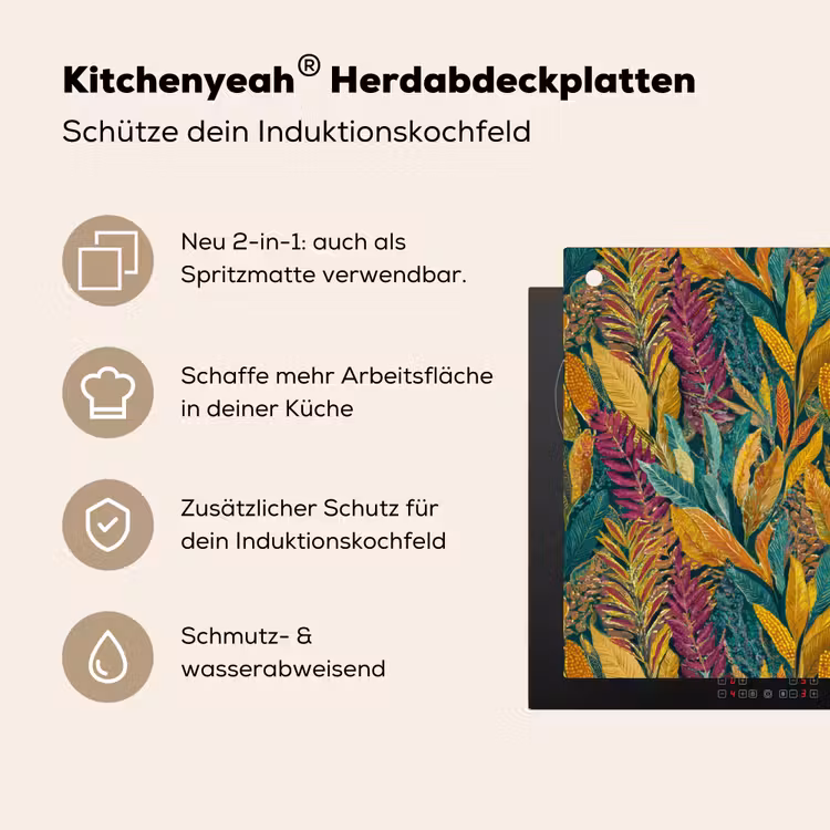 Tropische - Botanisch - Patroon - Kleurrijk - Exotisch Inductie beschemer met haakjes klein 777 -ky-usp-de