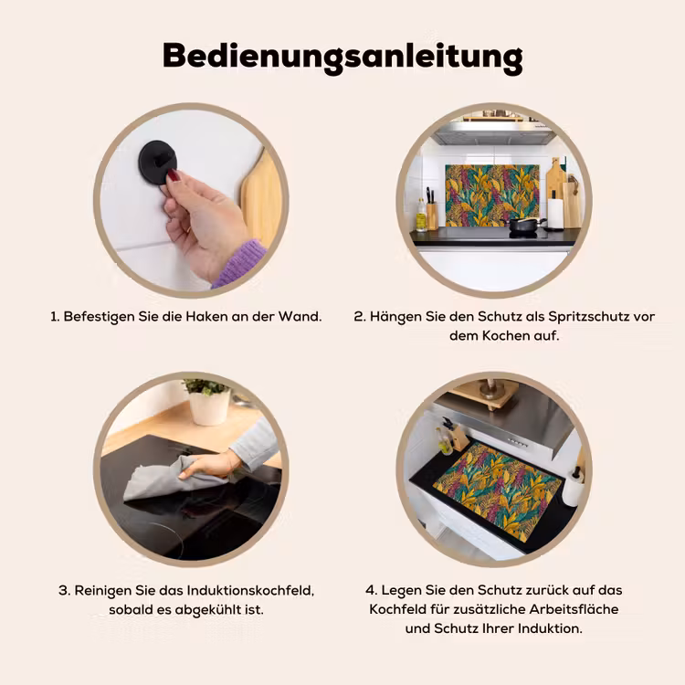 Tropische - Botanisch - Patroon - Kleurrijk - Exotisch Inductie beschemer met haakjes klein 777 -ky-gebruik-de